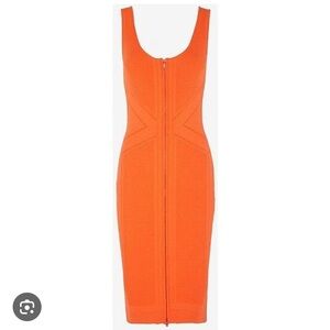 OHNE TITEL Orange Zip Front Bodycon Dress‎